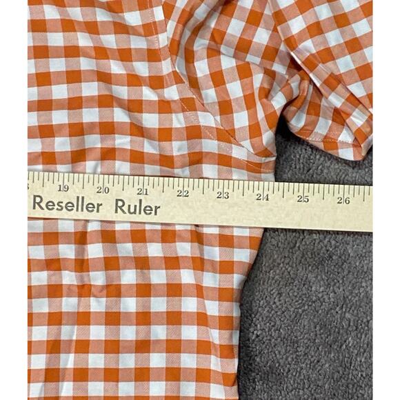 Brooks Brothers Mens L Orange Gingham Button Down Non Iron Supima Cotton Shirt - Picture 10 of 13